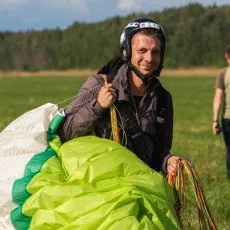 Полет на параплане Первый сам