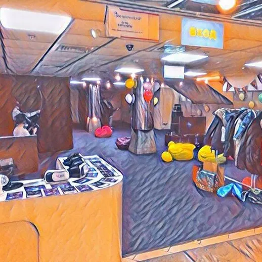 Внутреннее пространство уютного помещения с костюмами и предметами для отдыха на вечернем мероприятии