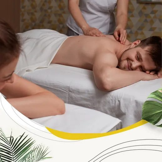 Расслабляющий массаж в спа-салоне с профессиональным массажистом на фоне уютной атмосферы