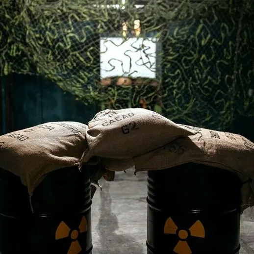 Подземный бункер с радиационными контейнерами и защитными брезентами, созданный для выживания в экстремальных условиях