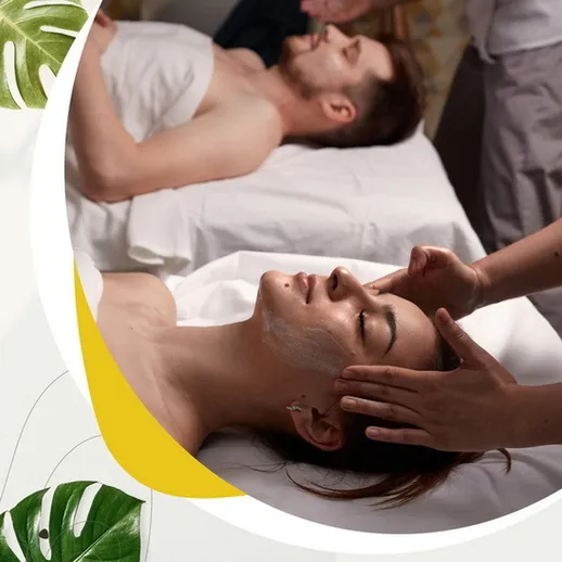 Процедура расслабляющего массажа и ухода за кожей в спа-салоне с атмосферой спокойствия