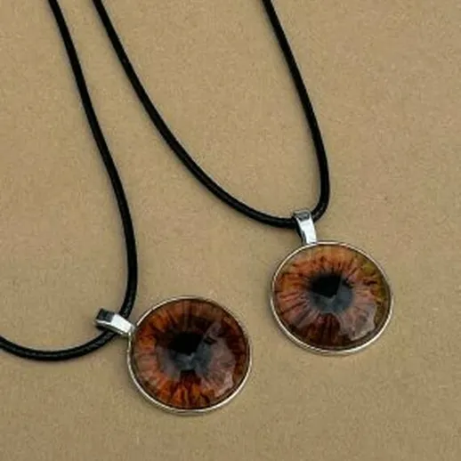 Украшения в виде кулонов с изображением глаз, выполненные из натуральных материалов и подвески на кожаном шнуре