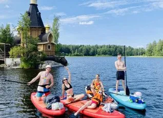 Прогулка на сапах  по р Вуокса Церковь на камне