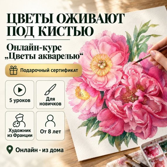 Онлайн курс Цветы акварелью. Инфографика 1