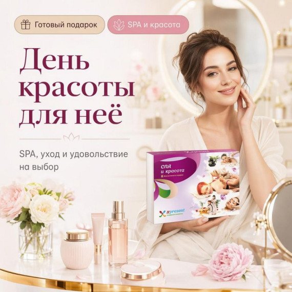 Подарочный набор для спа и красоты с уникальными услугами и процедурами для отдыха. Главное фото