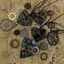 Изготовление кулонов в форме сердца на фоне старинной карты и шестеренок, в стиле стимпанк - превью 1