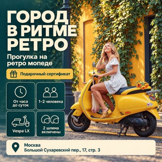 Прогулка на ретро мопеде. Инфографика 1