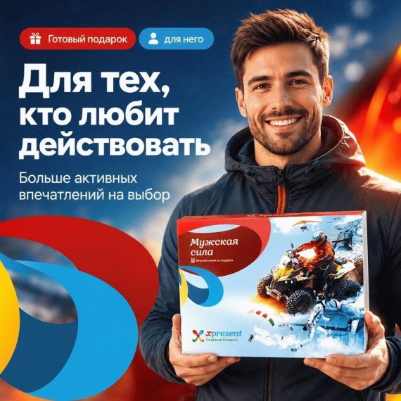 Подарочная упаковка с активными приключениями для мужчин в стиле экстрима. Главное фото