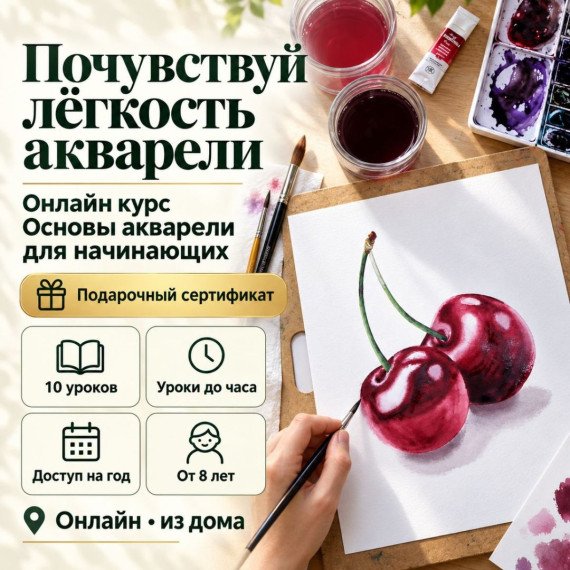 Онлайн курс Основы акварели для начинающих. Инфографика 1