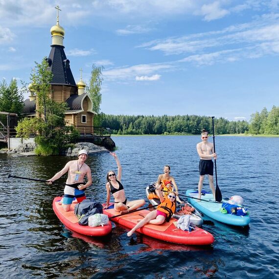 Прогулка на сапах  по р Вуокса Церковь на камне. Главное фото