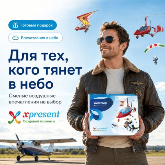 Подарочный сертификат на полет на параплане и другие воздушные приключения. Главное фото