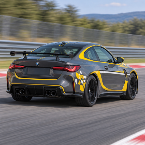 Заезд на спорткаре BMW M4 G82 на гоночном треке