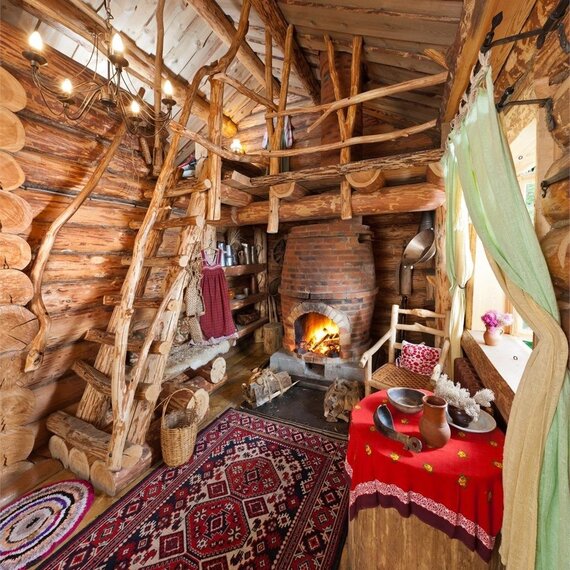 Лесная слобода-шале (гостиная с камином +спальня +верхние покои -полати). Фото 10