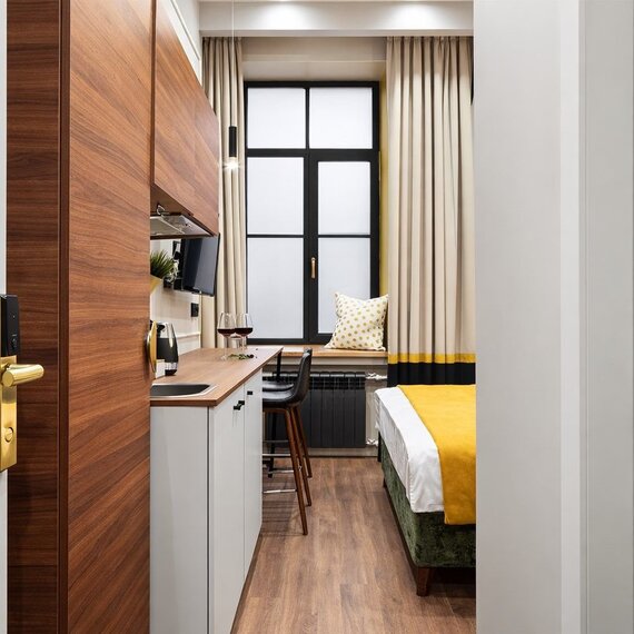 Стандартный номер с кухней, от 17 кв.м. Фото 9